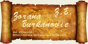 Zorana Burkanović vizit kartica